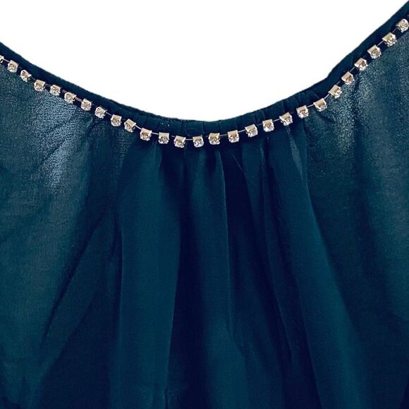 Black Sparkle Scoop Neck Cami Tank Top NWT - Picture 2 of 4